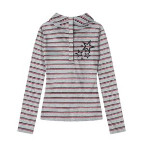Hip-Hop Style Striped Long-Sleeve — Gray