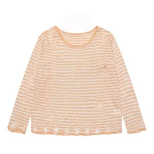 Striped Distressed Long-Sleeve Knit — Orange