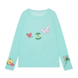 Fun Hand-Drawn Doodle Long-Sleeve Top — Green