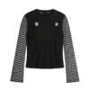 Striped Hip-Hop Style Casual Long-Sleeve Shirt — Black