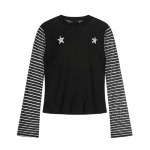 Striped Hip-Hop Style Casual Long-Sleeve Shirt — Black