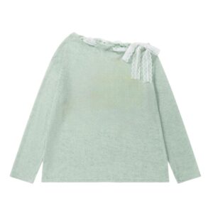 Green Lace-Up Off-Shoulder Long-Sleeve Top